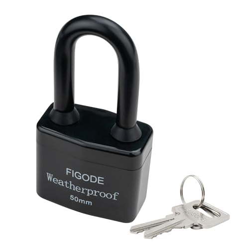FIGODE¢ç Outdoor Waterproof Padlocks, Covered Heavy Duty Laminated Steel Locks, Large Sturdy Locks, 2.2 in. Wide, 3 Locks Same Key, Long Padlocks