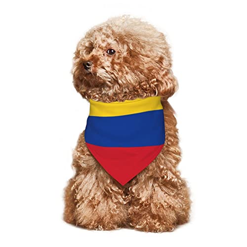 Colombia Flag Dog Bandana - Adjustable Triangle Scarf for Pets