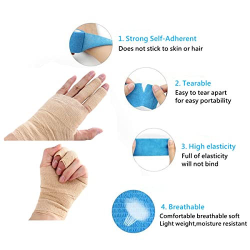 Self-Adhesive Elastic Bandage Wrap - 12 Pack, 2" x 5 Yards