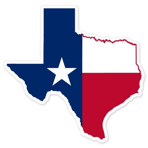 Texas State Map Flag Vinyl Bumper Sticker - 4" x 4"