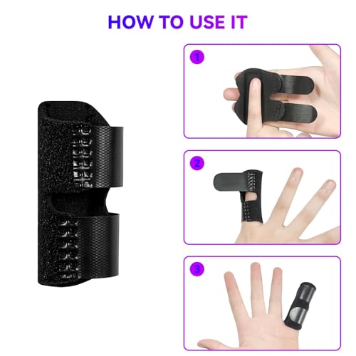 Adjustable Finger Splint Kit - 4 PCS Pain Relief for Arthritis - Black