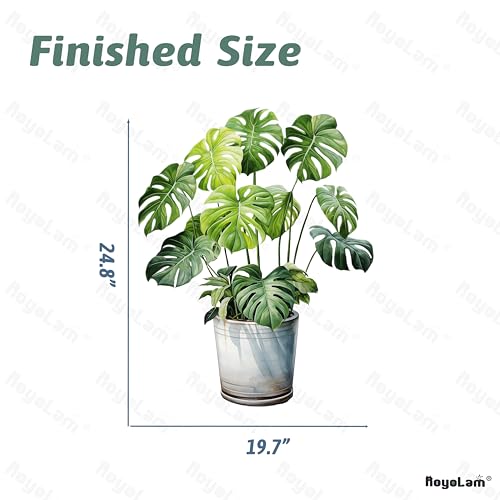 Monstera Wall Stickers for Living Room Potted Plants Tropic Leaves Wall Decal Peel and Stick Wall Art Home Decor Decoration for Bedroom Bathroom Classroom Library Nursery