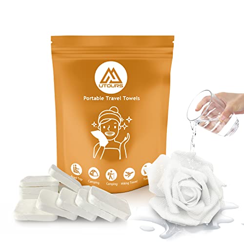 Compressed Cotton Towel Tablets - 10 Pack Portable Coin Tissues for Travel