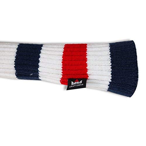 Craftsman Golf US Flag Knit Pom Pom White Blue Red Hybrid Rescue Utility Head Cover Headcover for Callaway Mizuno Cobra Taylormade (Hybrid X Cover)