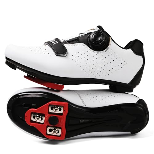Unisex Cycling Shoes with Delta Cleats - White, Size 14.5 Women/12 Men