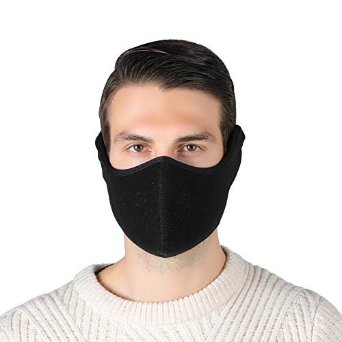Unisex Winter Ski Mask with Earmuffs - Black - Preemie to 18 Years