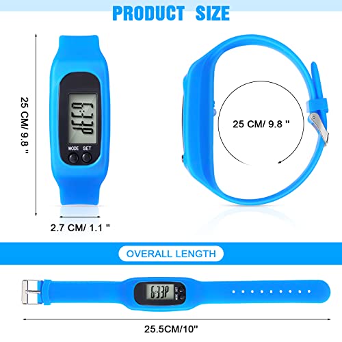 3 Pcs Silicone Pedometer Watch Set - Mint Green, Sky Blue, Black