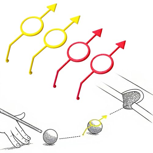 Billiards Ball Aiming Aid - 2x Red & 2x Yellow Cue Trainer