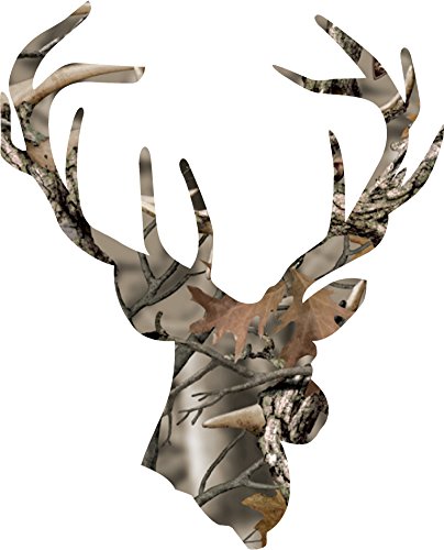 Camo Deer Head with Antlers Vinyl Decal Sticker