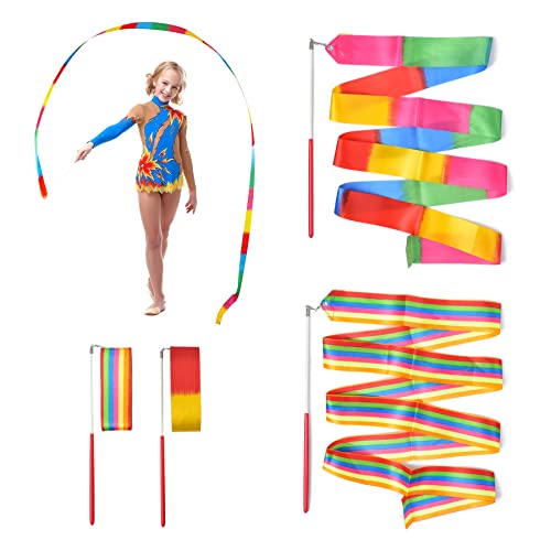 Rhythmic Gymnastics Ribbons - 2 Colorful Streamers for Dance