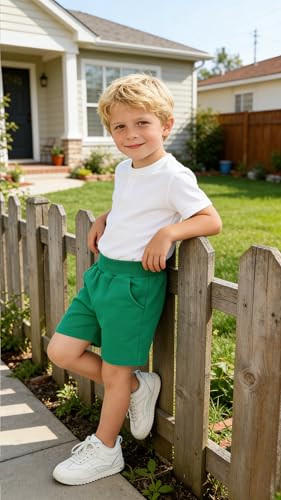 Kids Cotton Summer Shorts - Toddler Boys & Girls - Green 4-5T