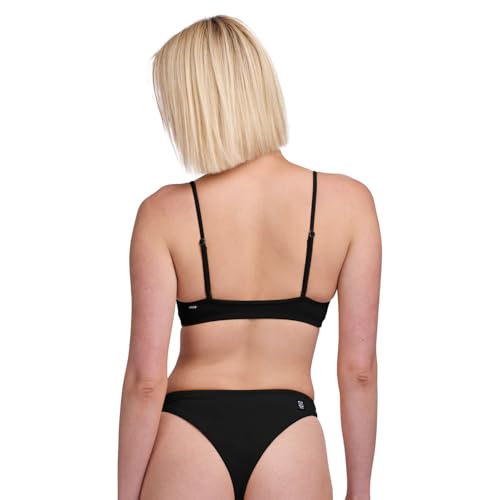 JOLYN Eryn Women's Bikini Top - Black, Small, Scoop Neck & Adjustable Sliders for Surfing & Water Sports