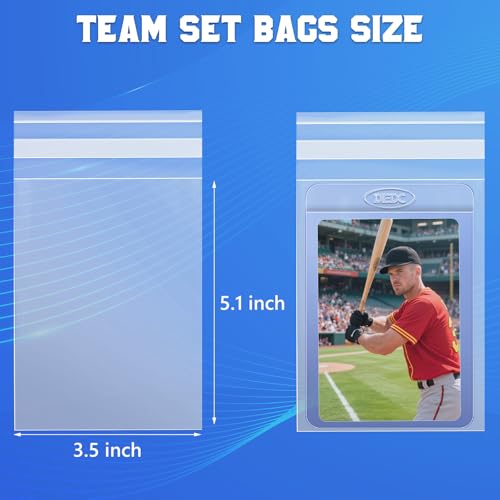 DEDC 200Pcs Team Set Bags Resealable Card Holder for Semi Rigid