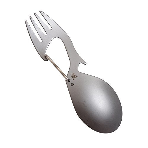 Multi-Tool Spork with Carabiner & Bottle Opener - Silver