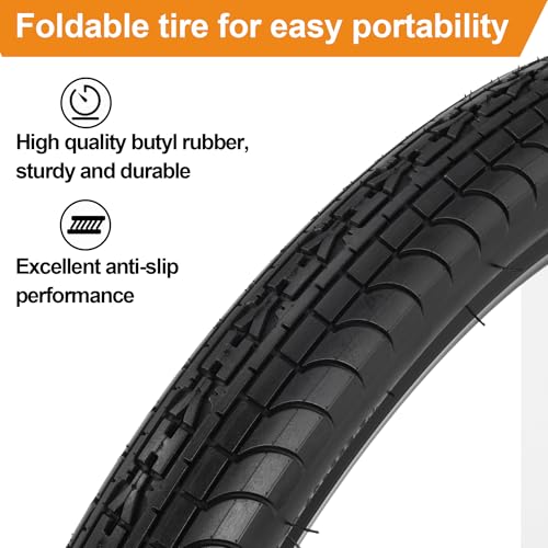 RUTU 2 Pack 26x2.35 Folding Bike Tires with Inner Tubes - Bicycle Replacement