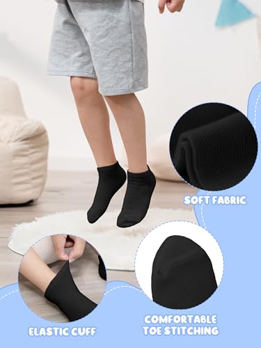 Kids' Half Cushion Low Cut Athletic Ankle Socks - 15 Pack, 4-6 Years/Black