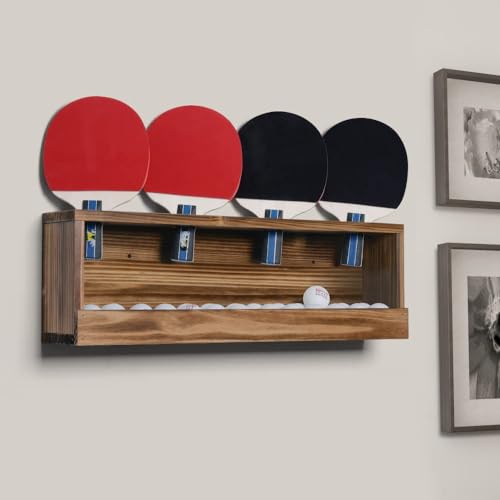 Sunix Std Rustic Wall-Mounted Ping Pong Paddle & Ball Storage Rack