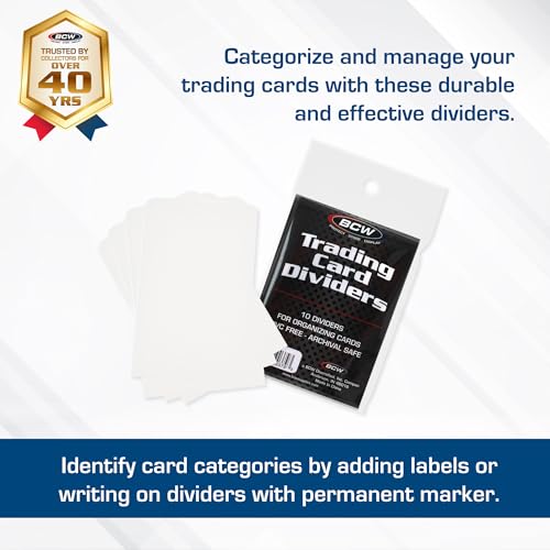 Trading Card Dividers - 10 Pack with Write-On Tabs, Fits 3200 & 5000 Boxes