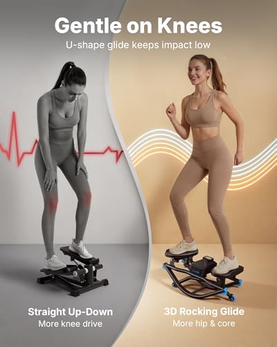 3D Motion Stair Stepper with Resistance Bands for Full Body Workout