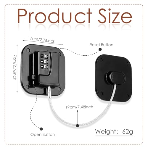 Refrigerator Lock, Combination Lock for Refrigerator Cabinets, Drawers, Heavy Duty Fridge Lock, Easy Install No Keys Needed (Black-4Pack)