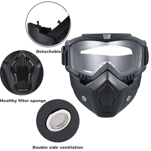 Tactical Full Face Mask with Goggles - Clear, 2 Pack