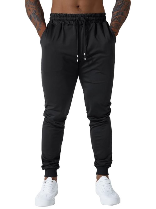 MGYIMOYUGYM Men's Slim fit Jogging Pants, Suitable for Running and Fitness Activities, Bottom Binding Sports Pants Size Black-M