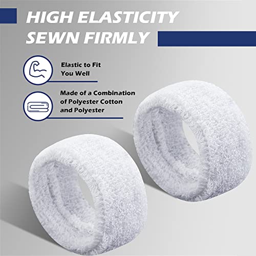 12 Pack Arm Sweatbands for Men - Soft Stretchy Bicep Bands - White