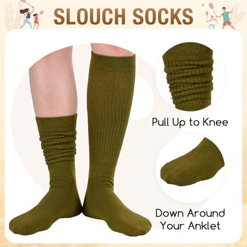 Women's Thin Slouch Socks - Army Green Scrunch Boot Socks