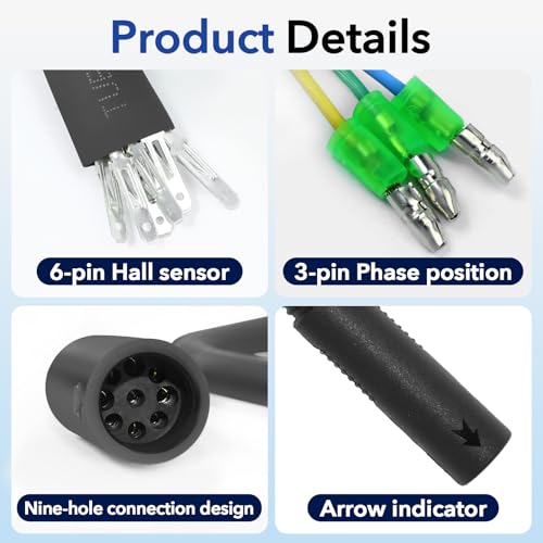 CuraceQ 1PCS Female 9 Pin Waterproof Hub Motor Extension Cable for E-bike 60cm