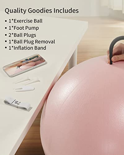 Anti-Burst Exercise Ball for Yoga, Fitness & Pregnancy - 2000lbs Capacity