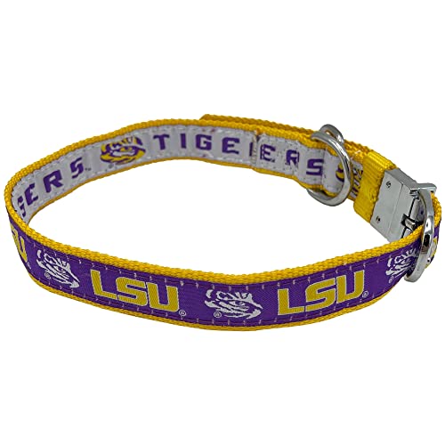 Reversible NCAA Dog Collar - LSU Tigers - Medium