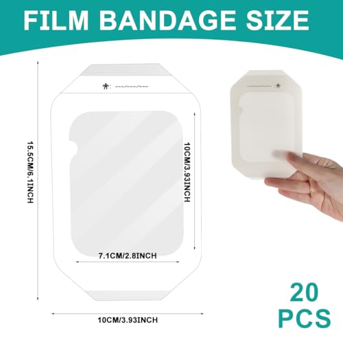 Waterproof Transparent Film Dressing - 4" x 5" Adhesive Bandage Pack of 20