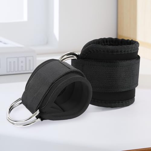 Adjustable Weightlifting Wrist Straps with D Ring and Padded Cuffs, 2 Pack for Strength Training