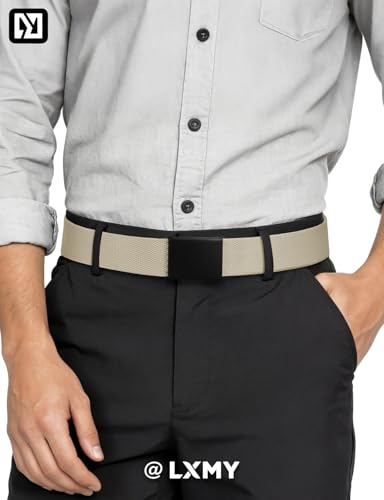 Adjustable Holeless Canvas Belt for Men - Black & Khaki
