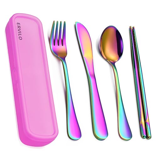 Travel Utensils with Case, Stainless Steel Portable Cutlery Set,