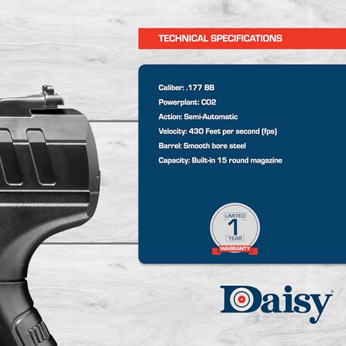 CO2-Powered BB Pistol - 15-Shot Airgun with Built-In Magazine