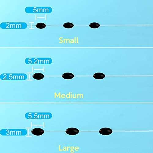 Medium Fishing Rubber Bobber Stopper Set - 600 Pk Black