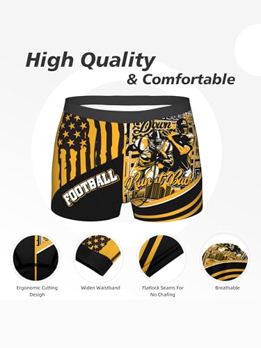 Football-Themed Men's Boxer Briefs - X-Large Gold Football