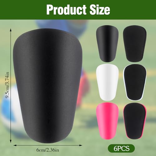 Mini Soccer Shin Guards - 3 Pairs, Lightweight Protective Gear - Black, White, Rose Red