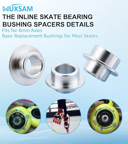 8-Pack Inline Skate Bearing Spacers for 8mm Axles - Silver