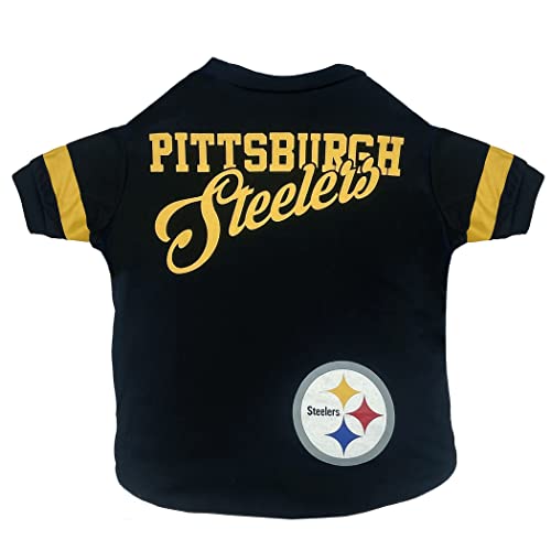 NFL Pittsburgh Steelers Dog & Cat T-Shirt, Small, Striped Design