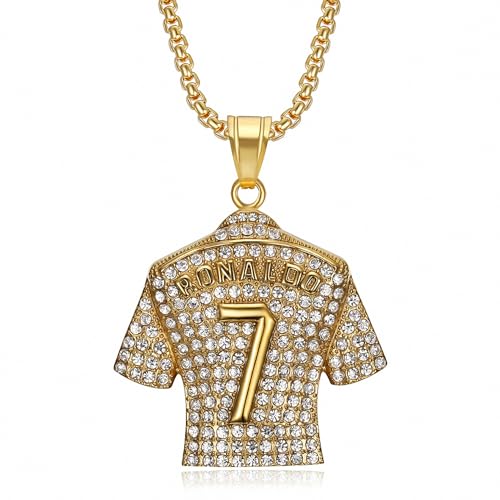 Soccer Jersey Necklace No.7 for Boys and Men - Football Fan Jewelry