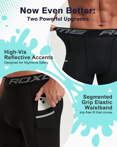 Men's Compression Shorts - Athletic Spandex Gym Tights - Large Black