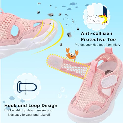 Kids Water Shoes - Toddler Barefoot Aqua Socks for Swim Pool Beach Pink 6 Pack