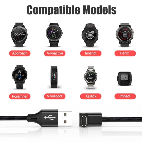 Garmin Watch Charging Cable - 3.3ft L-Shape Charger (2 Pack)
