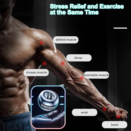 Weighted Gyro Ball Trainer with Light - Silver Torque Ball for Wrist & Forearm Strengthening