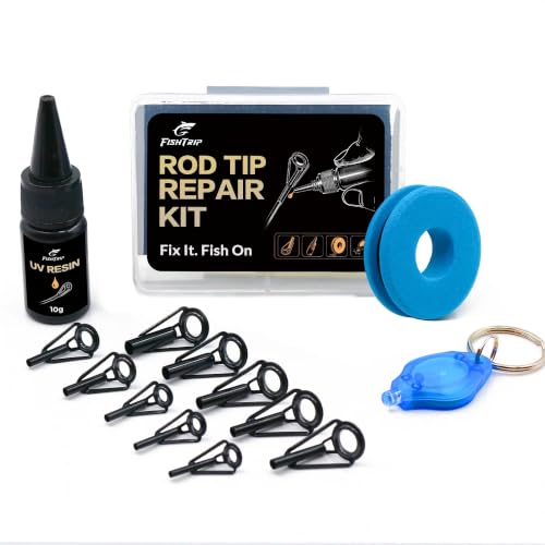 FishTrip 10pcs Fishing Rod Tip Repair Kit Stainless Steel Ceramic Guides Replacement