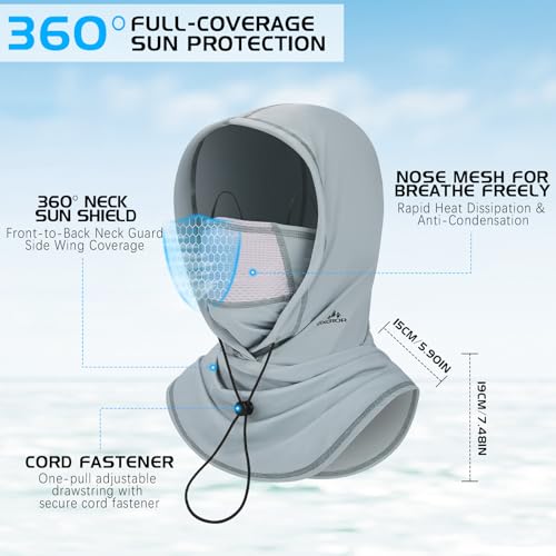 Cooling Breathable Balaclava Face Mask - Light Gray UV Protection