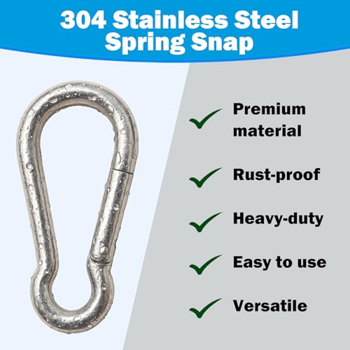 Heavy Duty 304 Stainless Steel Carabiners - 6-Pack, 2.36" (M6)