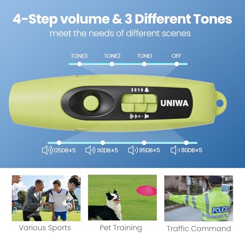 UNIWA Green Electronic Whistle with USB Charging, 3 Tone & High Volume for Referees & Outdoor Safety